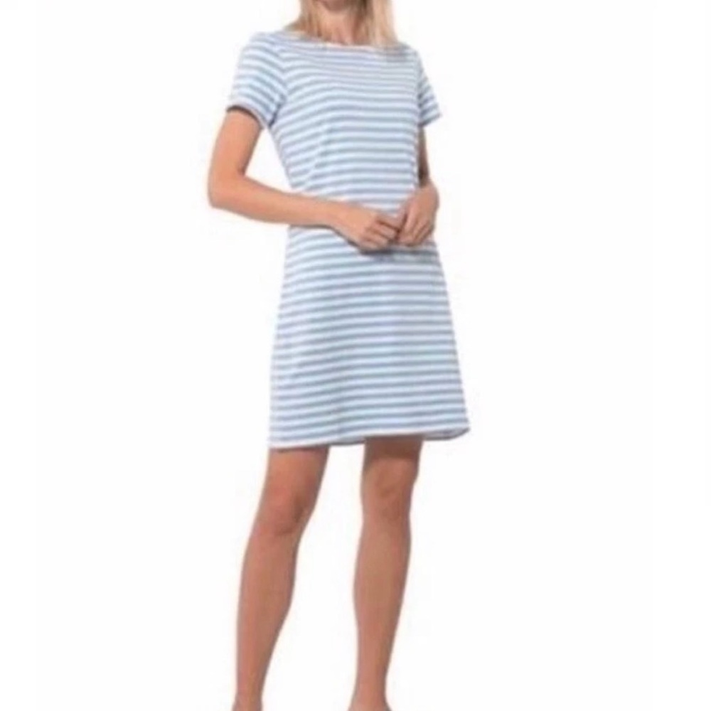 Sail to Sable Women’s Blue and White Striped Dress Size XL Cottagecore